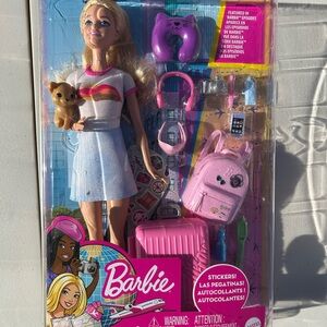 Barbie Doll with Pink Travel Accessories and Pastel Outfit